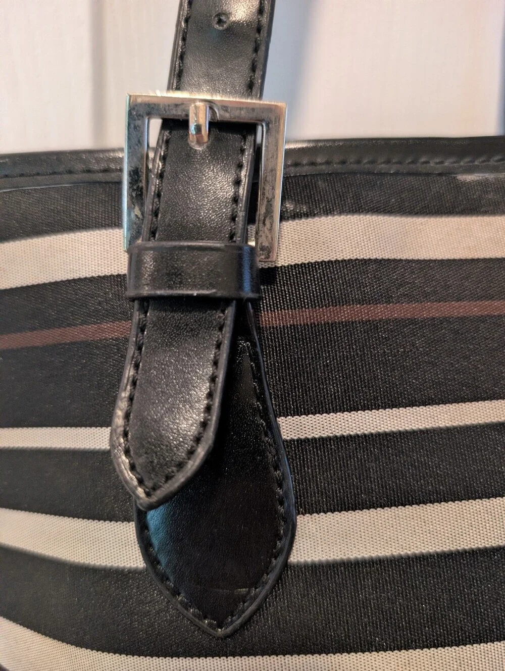 Kate Spade New York Black & Cream Striped Tote Bag